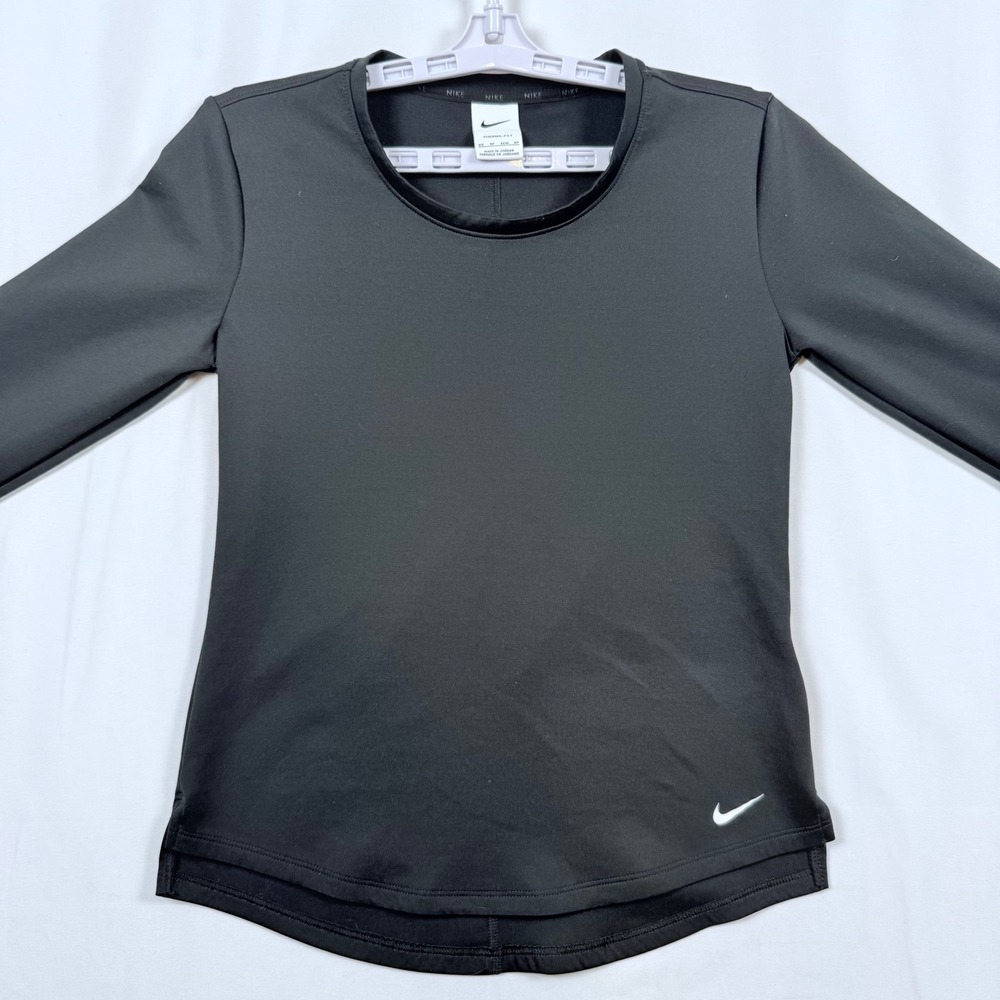 Nike Therma FIT Long Sleeve Top Womens XS Black Athletic Running Shirt